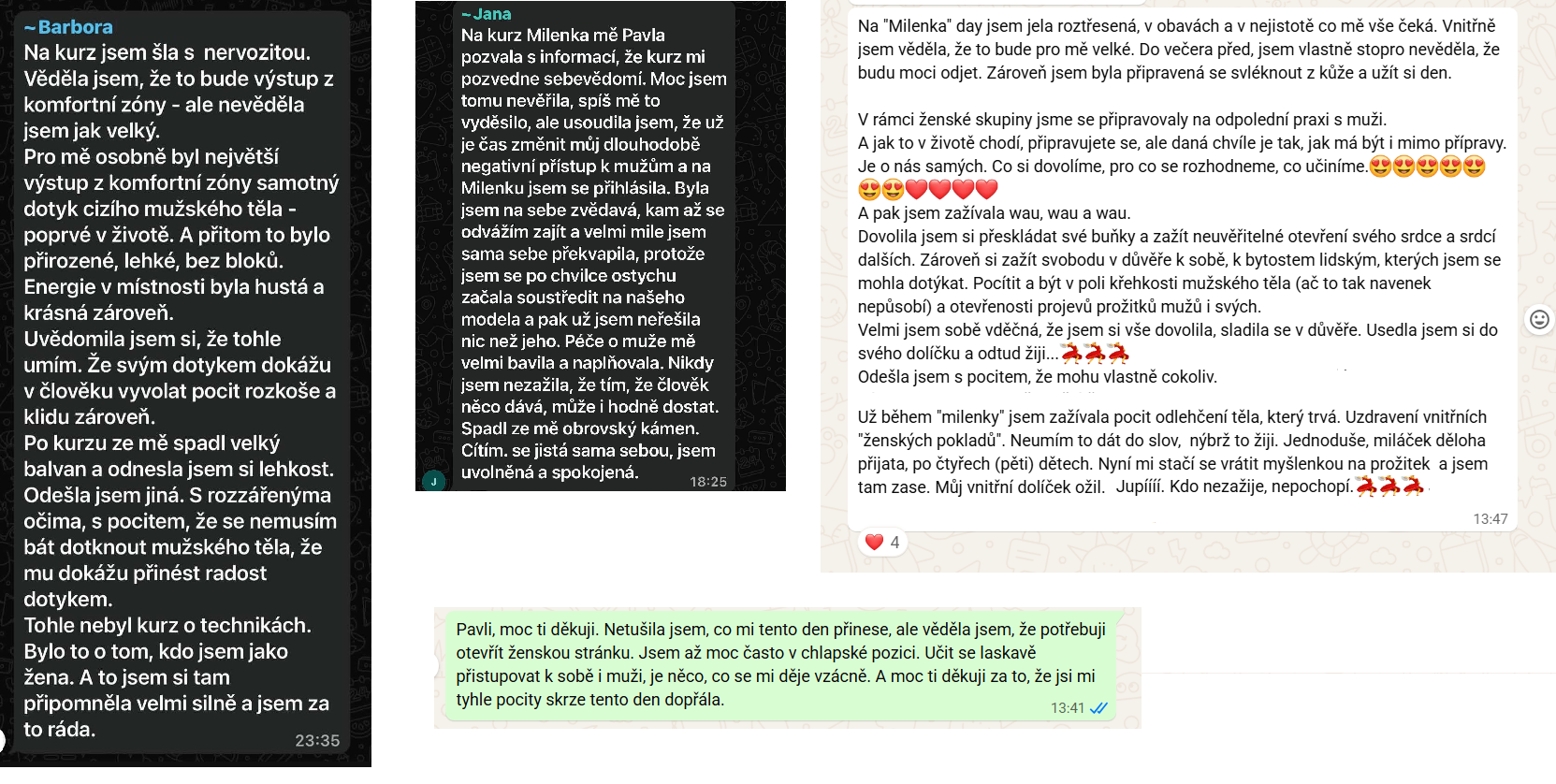Reference žen, které se zúčastnily Dne Milenky v květnu